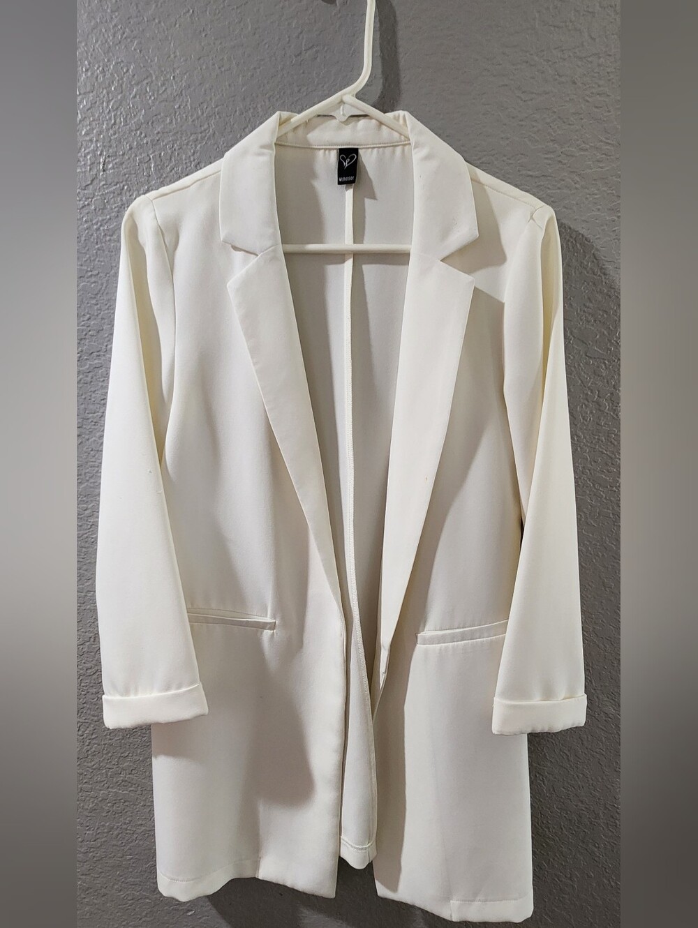 Windsor Women's White Open Front Blazer Jacket